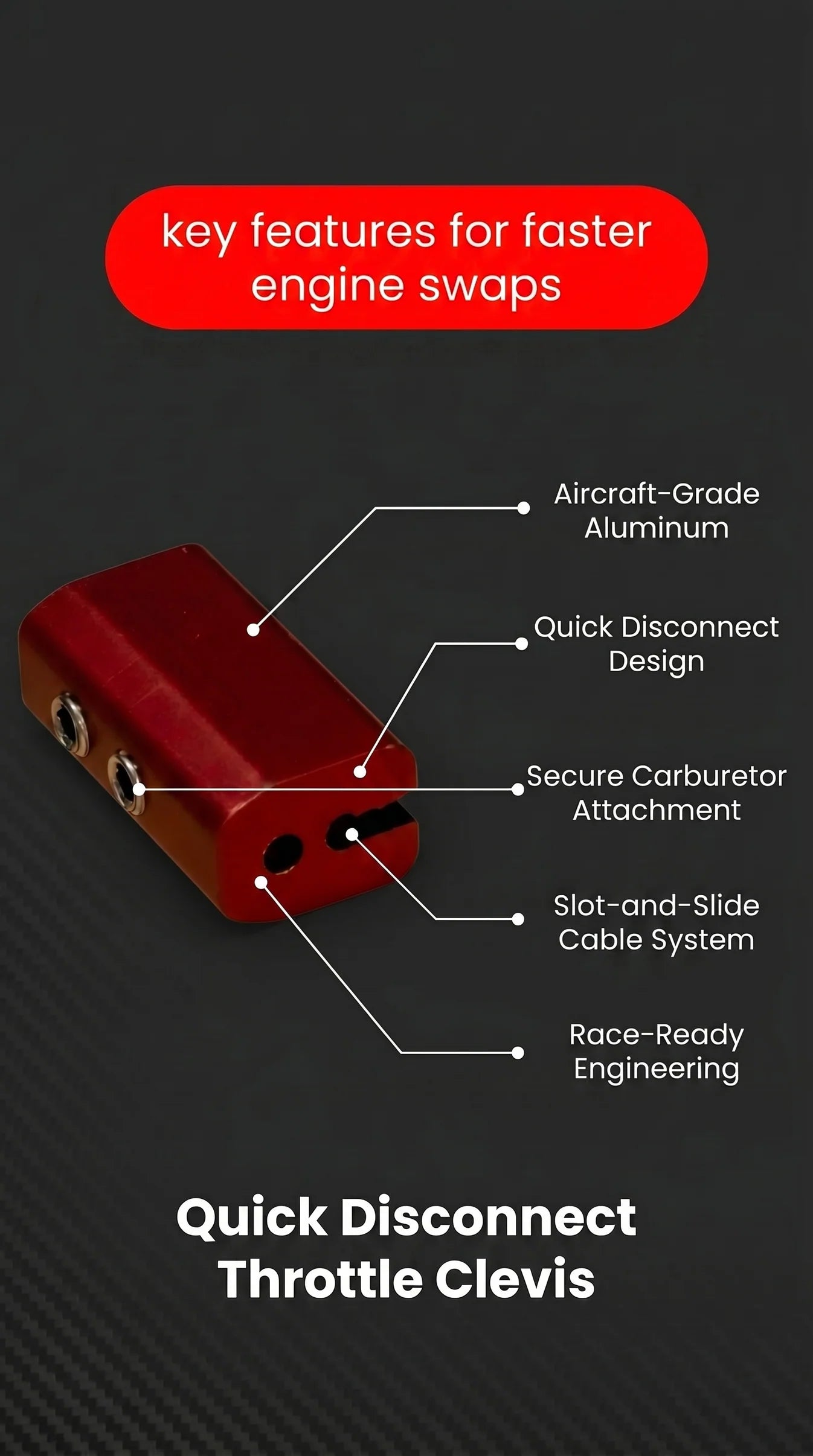 JB Race Works Quick Disconnect Throttle Clevis